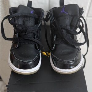 Jordan Black and Purple Kids Sneakers